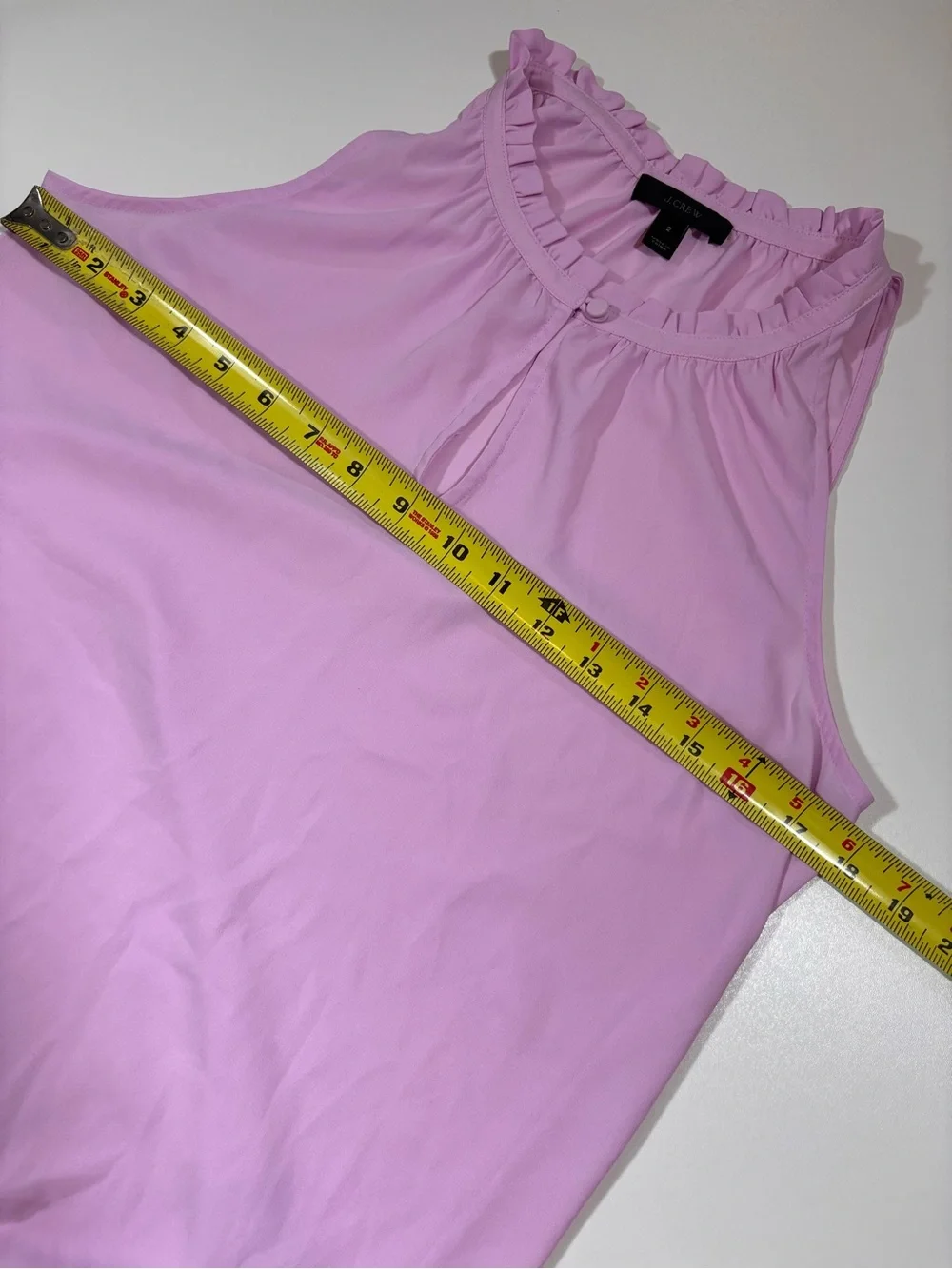 J. Crew Women's Ruffle Neck Sleeveless Blouse Size 2 Pink Lilac